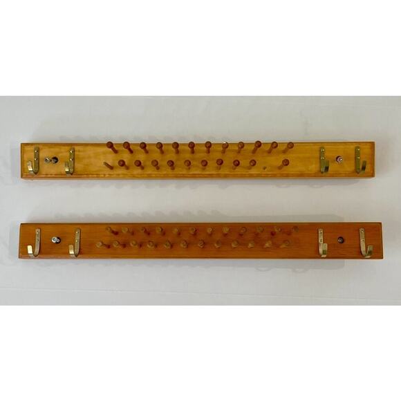 1980 VTG TIES RACK WOODEN OAK WOOD HOLD TIES AND BELTS Set Of 2 VERSATILE - Picture 2 of 14